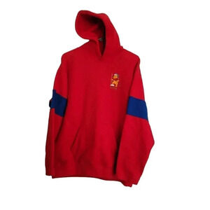 Disney Pooh Red/ Blue Fleece Hoodie Sweatshirt Adult Sz XL VTG Oversized Y2k